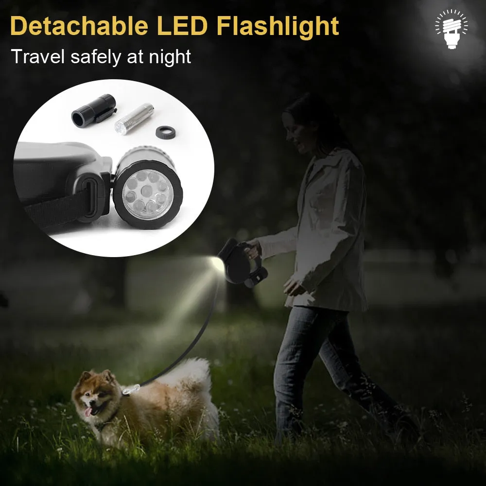 3-in-1 Dog leash with LED Flashlight   BAG Dispenser