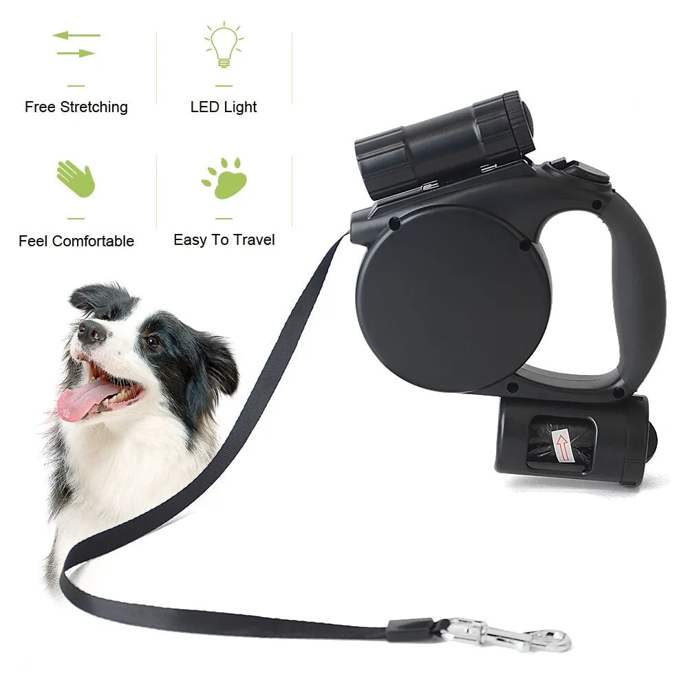 3-in-1 Dog leash with LED Flashlight   BAG Dispenser