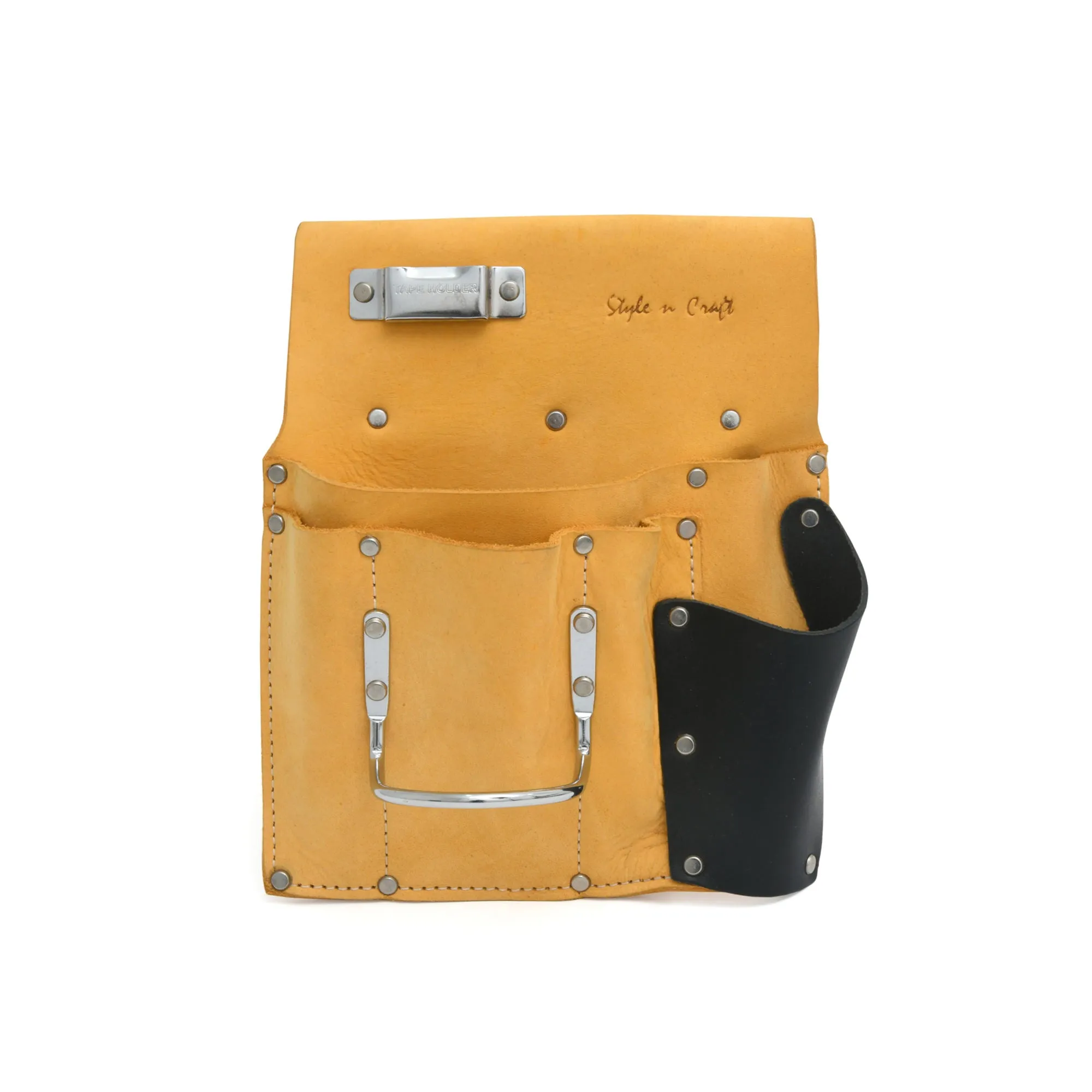 93485L - 6 Pocket Drywall Hanger's Tool Pouch For Left Handers in Full Grain Leather | Style n Craft