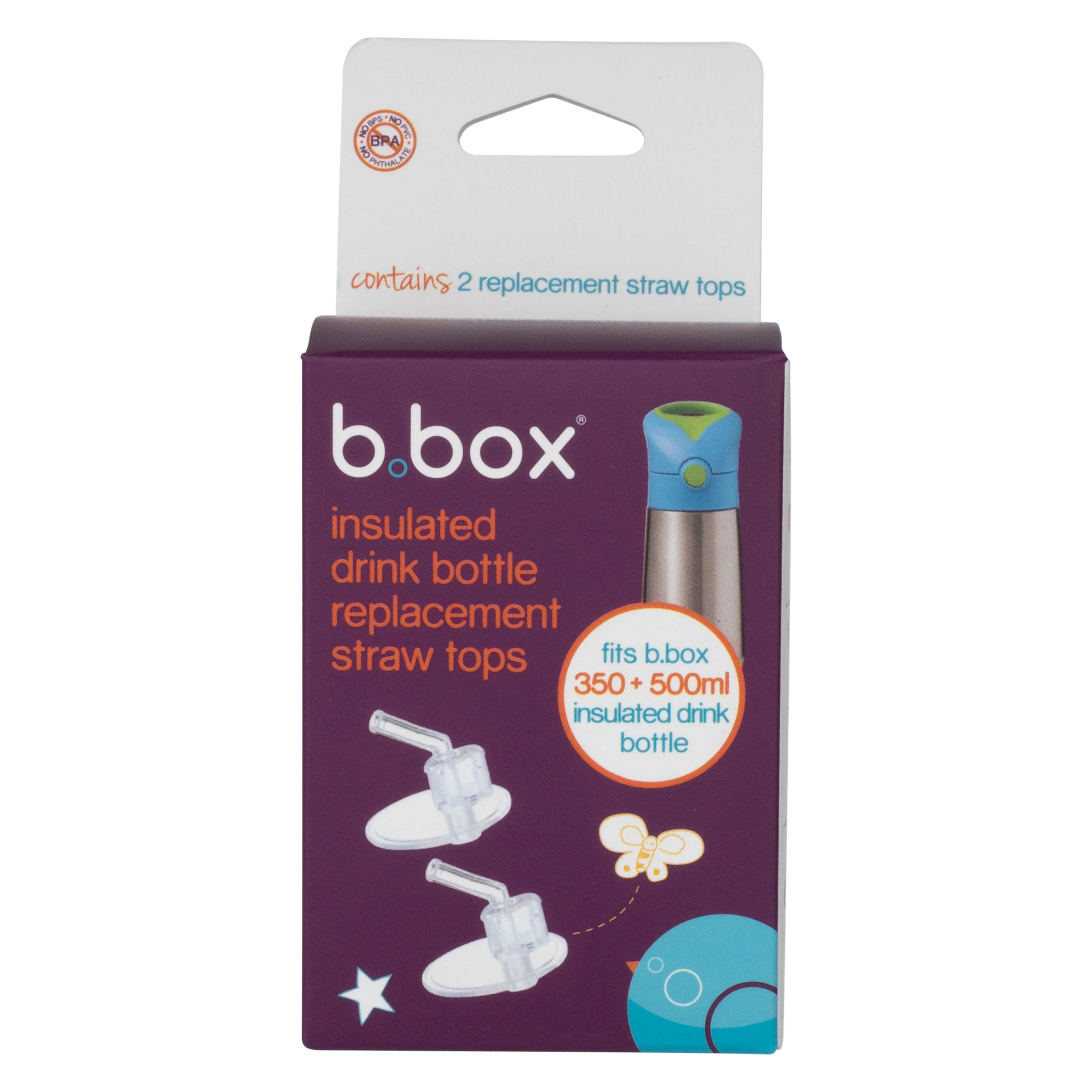 bbox Insulated Drink Bottle Replacement Straw Top - 2 Pack