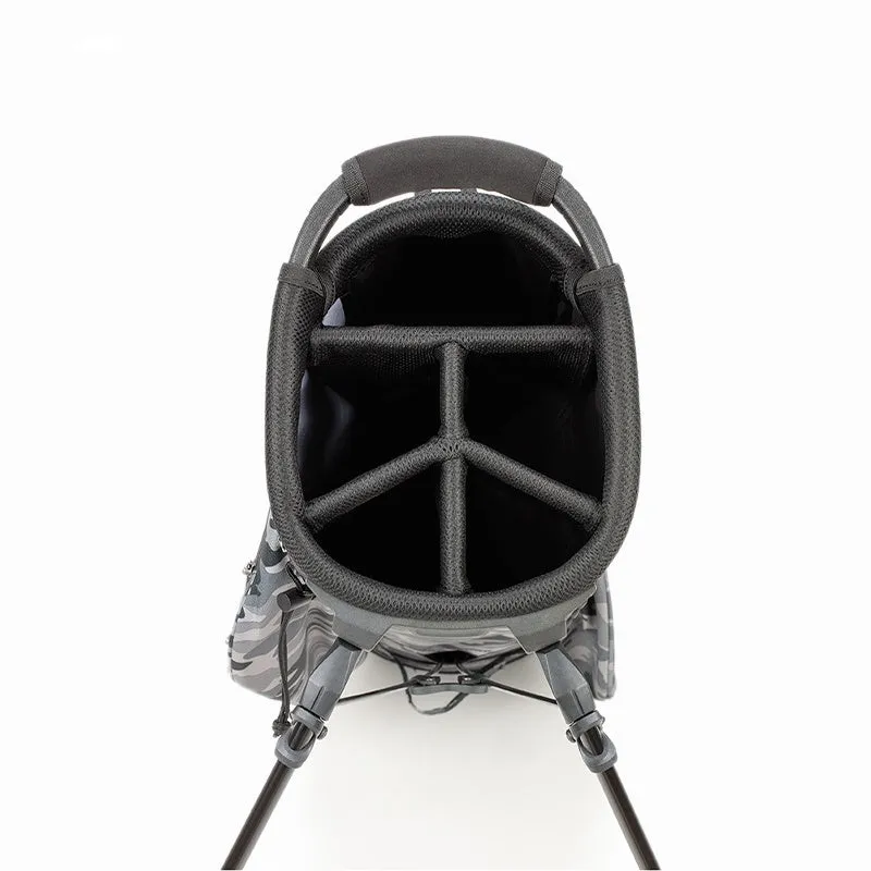 Black Camo Vintage Leather Sunday Golf Bag With Stand