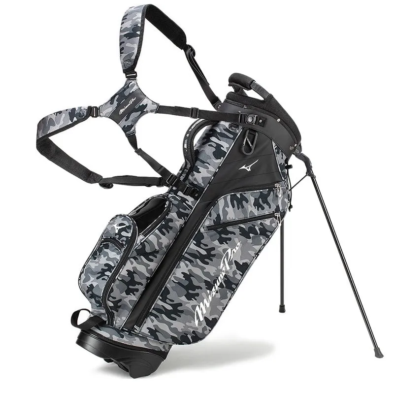 Black Camo Vintage Leather Sunday Golf Bag With Stand