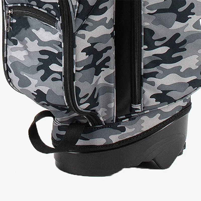 Black Camo Vintage Leather Sunday Golf Bag With Stand