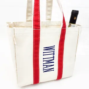 Canvas Wine Gift Bag Tote - 4 Bottle Hostess Gift - 2 Colors
