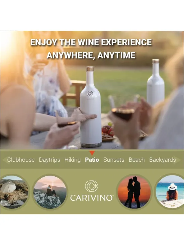 Carivino All in One Insulated Wine Bottle with Built In Glasses - Ayoka Pearl White