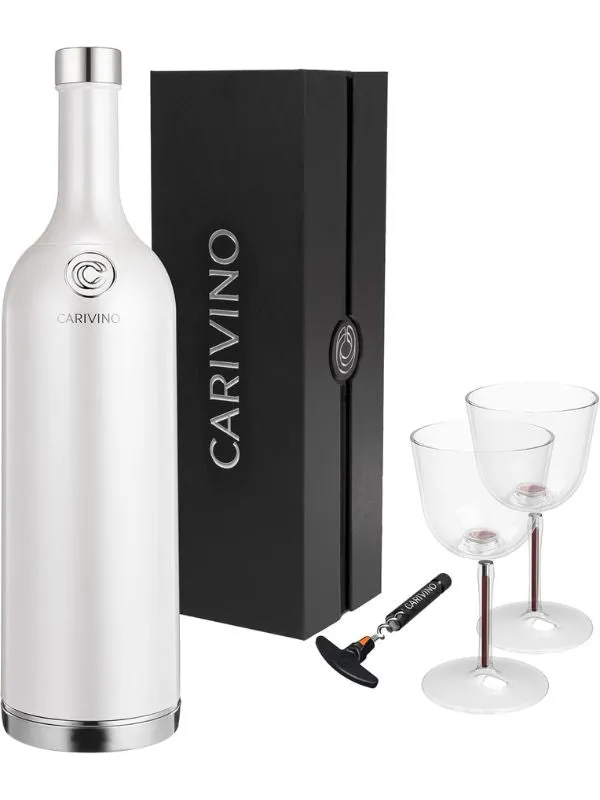 Carivino All in One Insulated Wine Bottle with Built In Glasses - Ayoka Pearl White