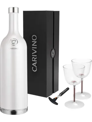 Carivino All in One Insulated Wine Bottle with Built In Glasses - Ayoka Pearl White