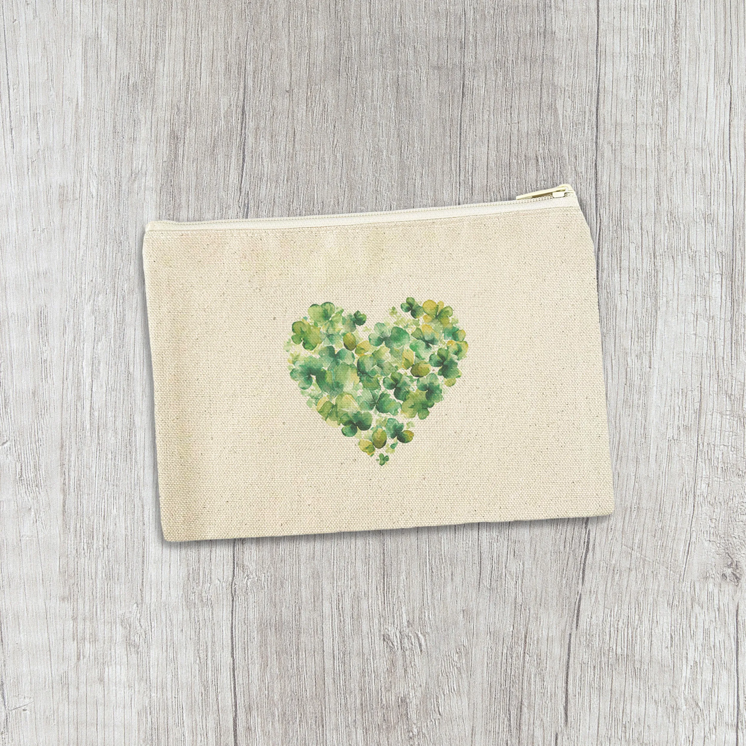 Clover Heart - St. Patrick's Day Canvas Zipper Pouch