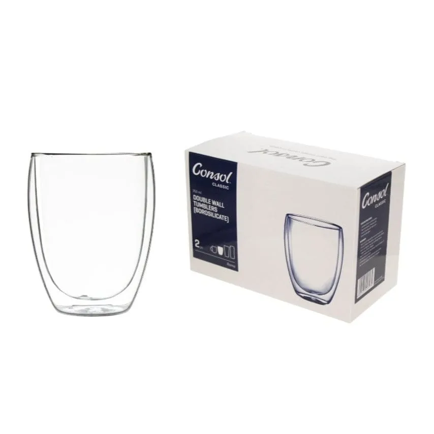 Consol Roma Double Wall Borosilicate Glass Tumbler 350ml Set Of 2