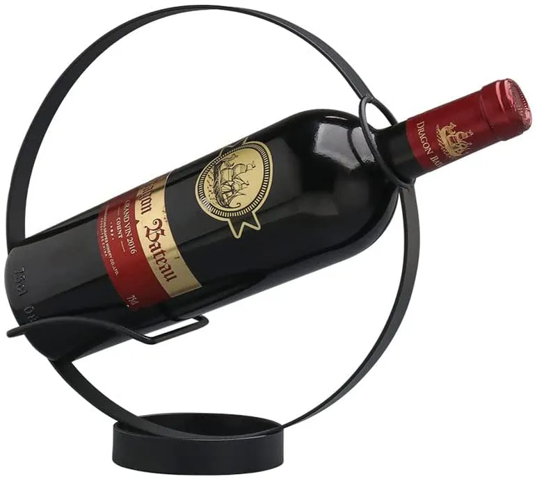 (D) Judaica Metal Wine Stand 'Circle' for Cabinet Interior Design 10'' (Silver)