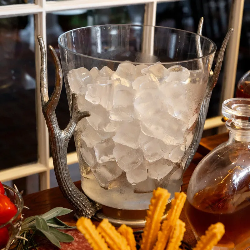 Davos Glass Wine & Champagne Bucket with Pewter Antler Handles