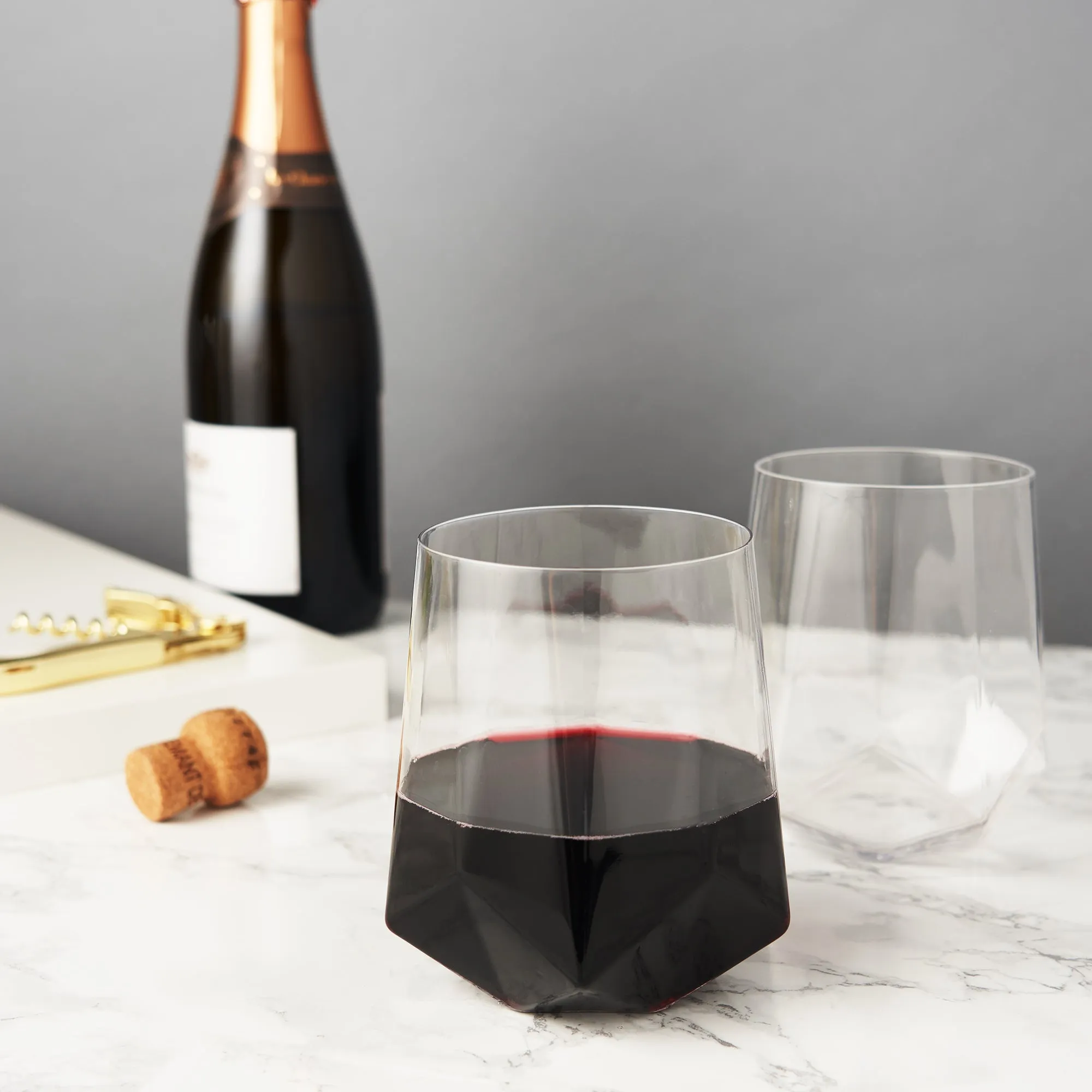 FACETED CRYSTAL WINE GLASSES