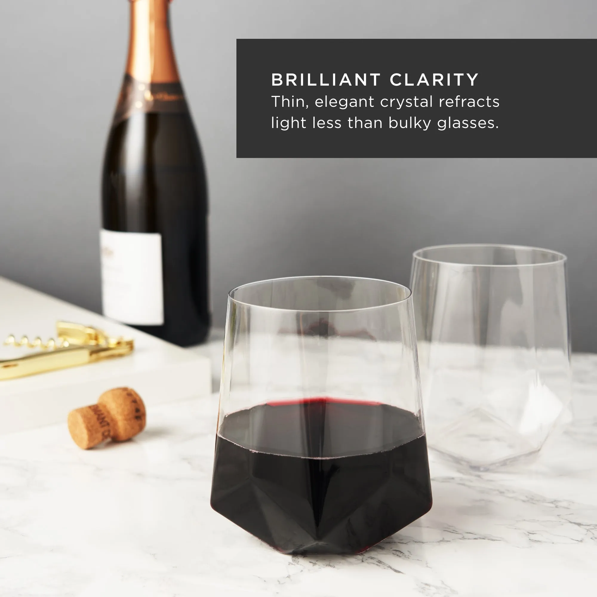 FACETED CRYSTAL WINE GLASSES