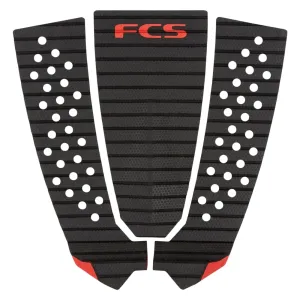 FCS Filipe Toledo Tread-Lite 3 Piece Surfboard Tail Pad - Charcoal/Red