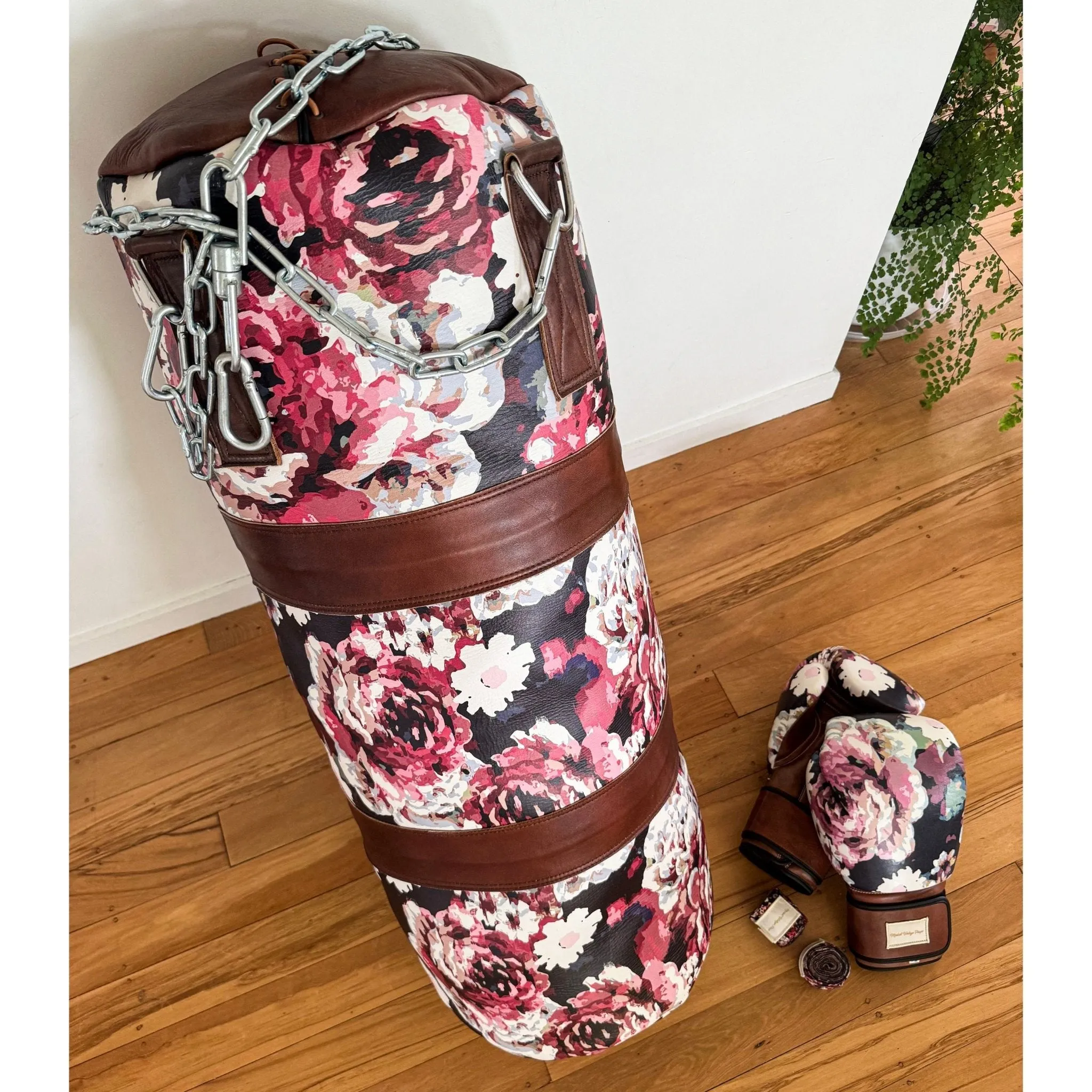 Floral Leather Heavy Punching Bag (un-filled)