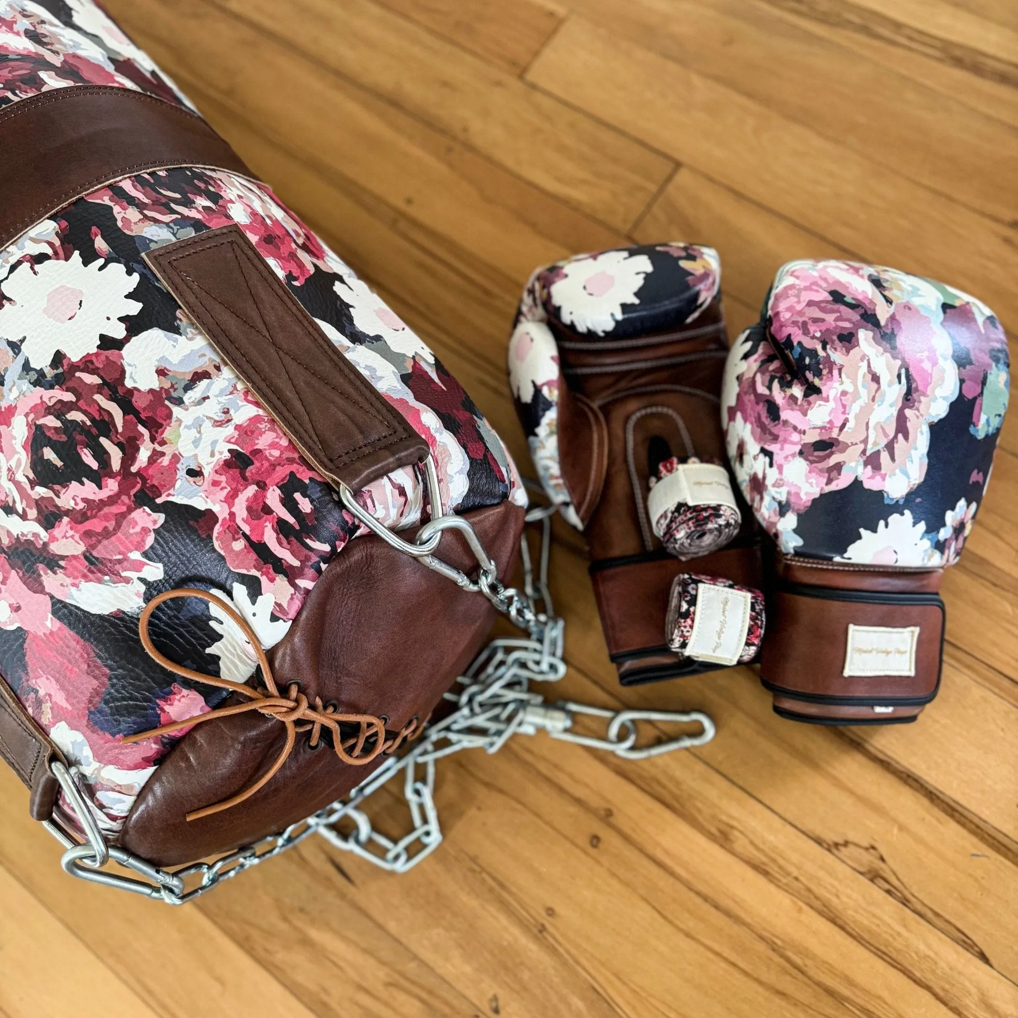 Floral Leather Heavy Punching Bag (un-filled)