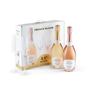 French Bloom Organic French Bubbly Gift Set Blanc and Rose /w 2 Glasses 750 ml