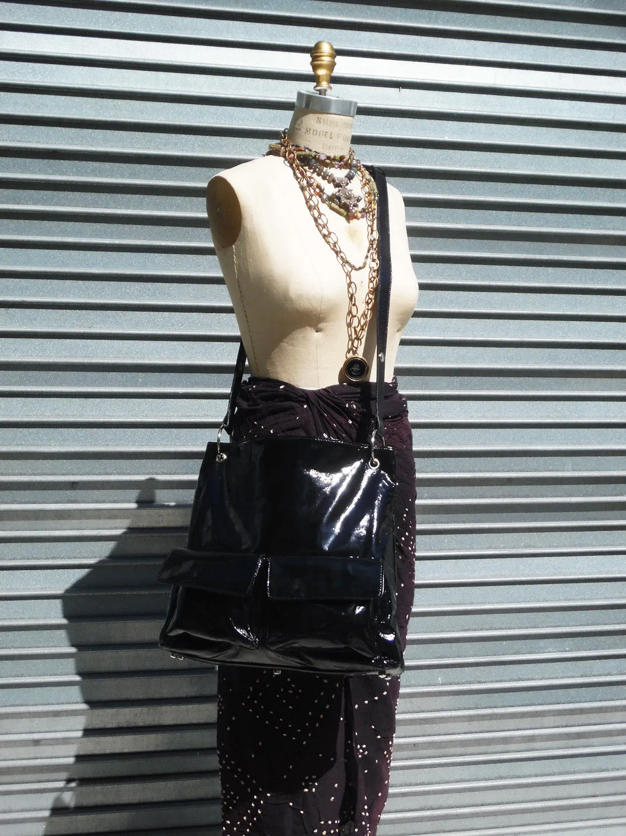 Gapock X Crossbody Travel Bag Patent Leather Bottle Green