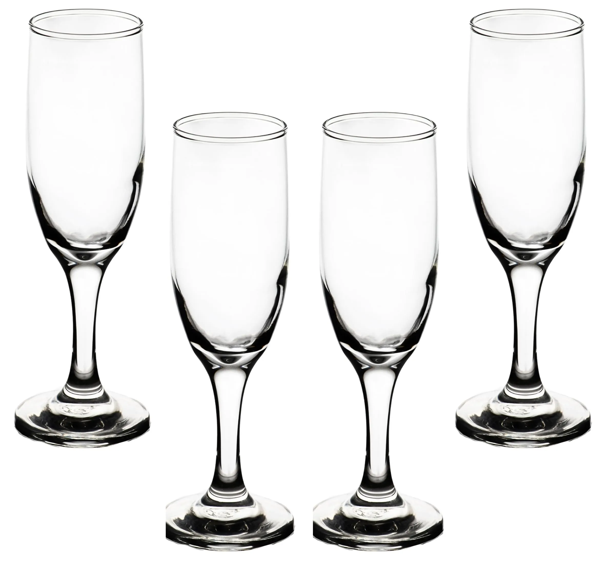 GIFTS PLAZA Clear Flute Glassware 6 Ounce - Set of 4 Stemmed Champagne Glasses - Transparent Glass for Wine and Beverages - Elegant Drinkware for Special Occasion, Birthday, Party and Weddings