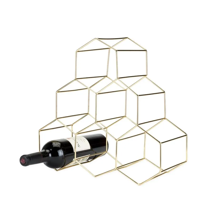 GOLD GEO COUNTER TOP WINE RACK