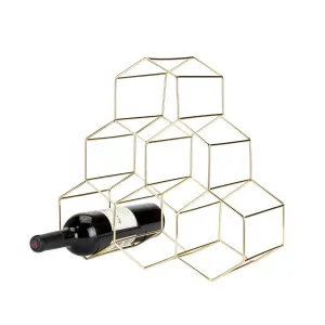 GOLD GEO COUNTER TOP WINE RACK