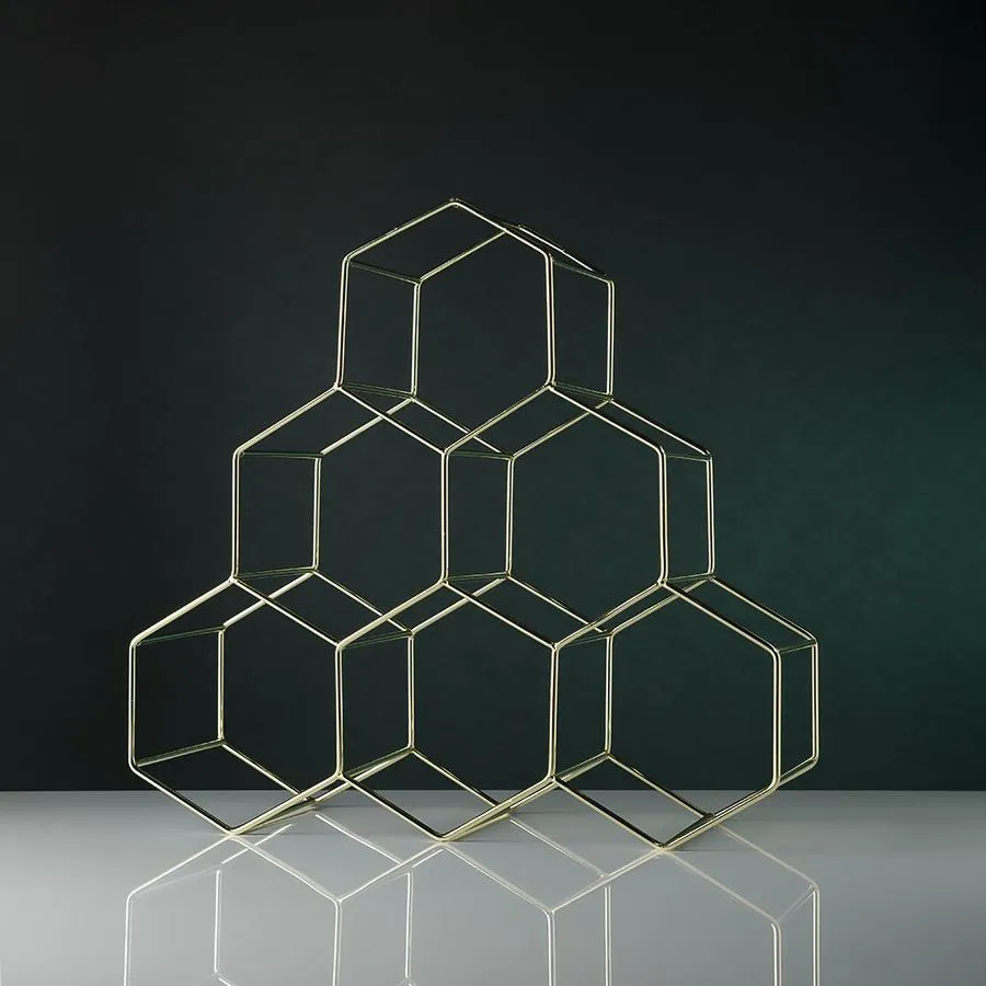 GOLD GEO COUNTER TOP WINE RACK