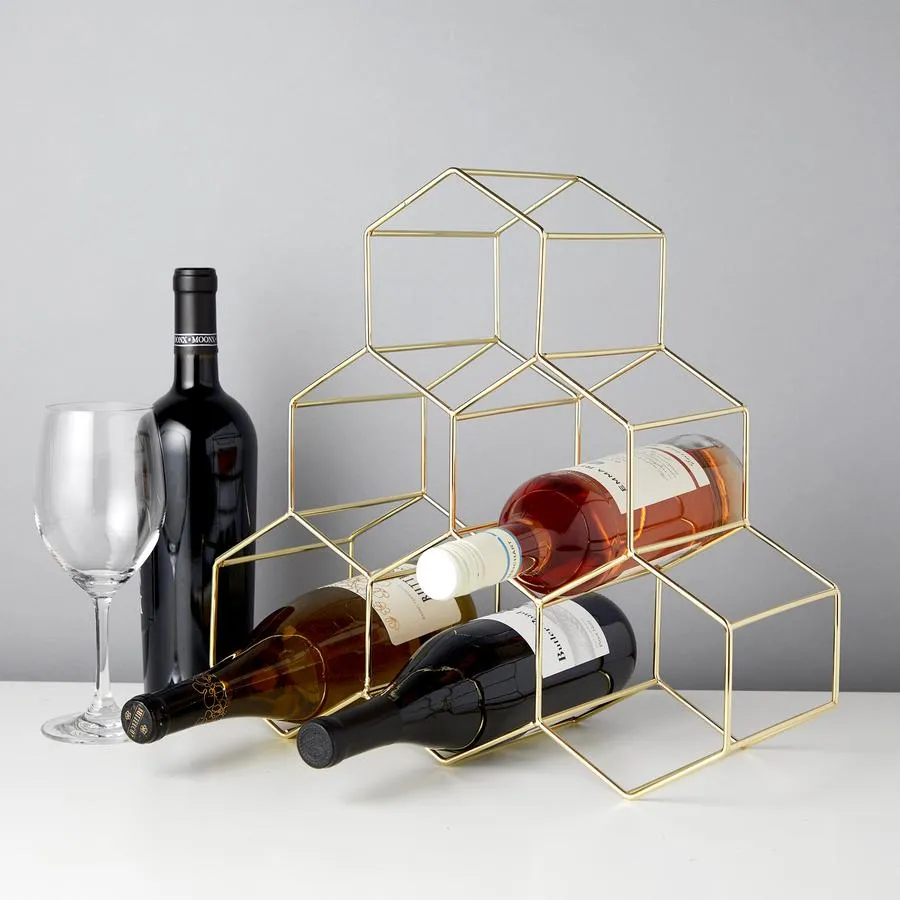 GOLD GEO COUNTER TOP WINE RACK