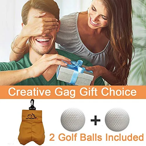 Golf Ball Storage Bag with Two Golf Balls Inside Funny Gag Gift Prank White Elephant Gift for Men Him, Husband, Dad, Colleagues, Avid Golfer, Golf Club Souvenirs