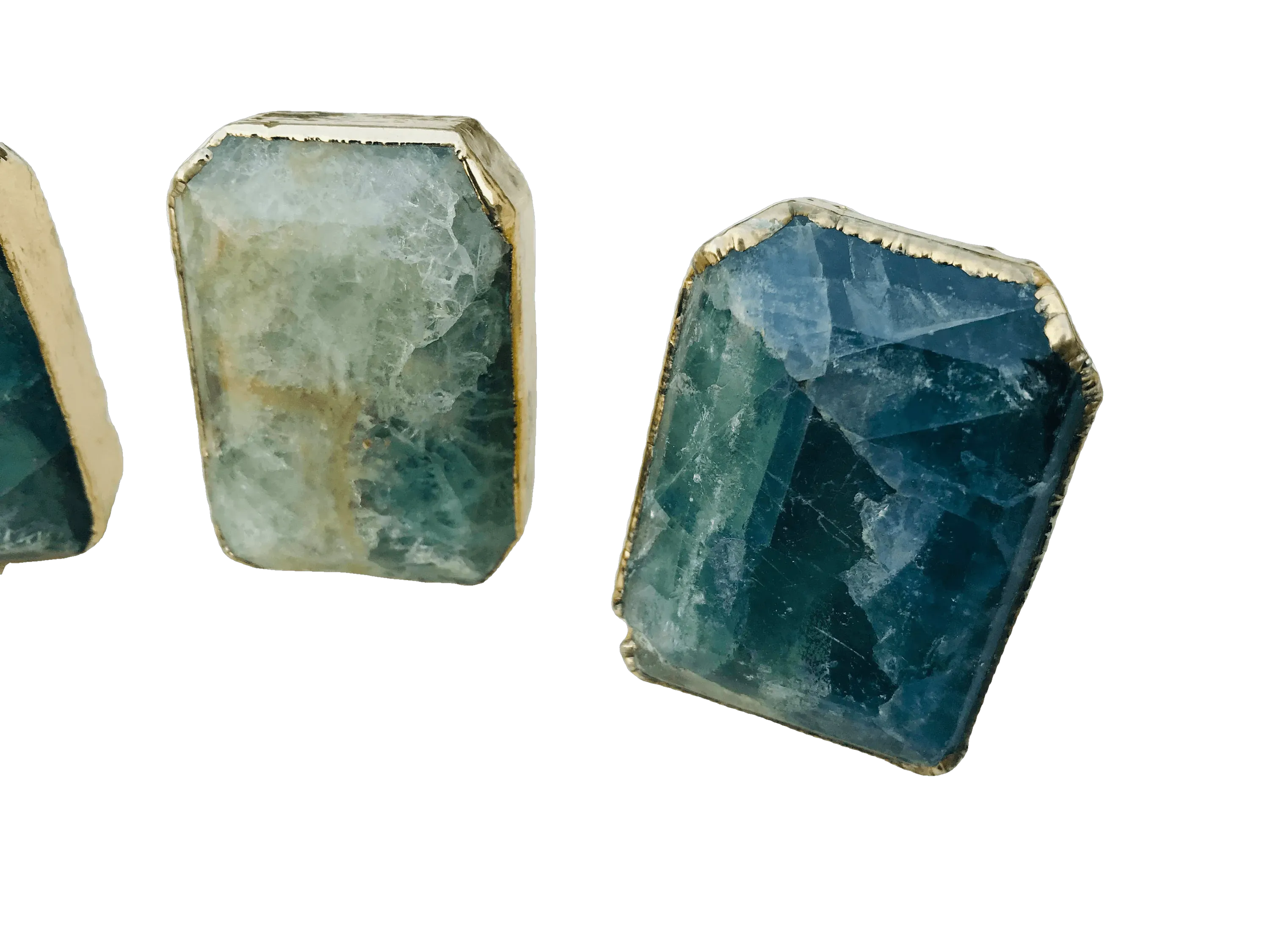 Green Fluorite Quartz Cabinet Door Pull Handle - Set of 4
