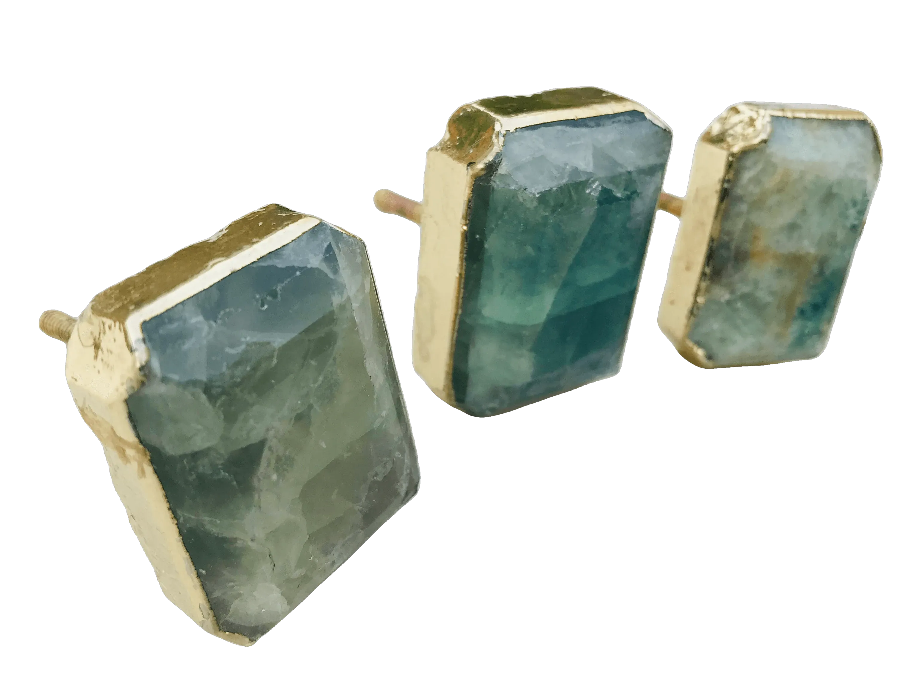 Green Fluorite Quartz Cabinet Door Pull Handle - Set of 4