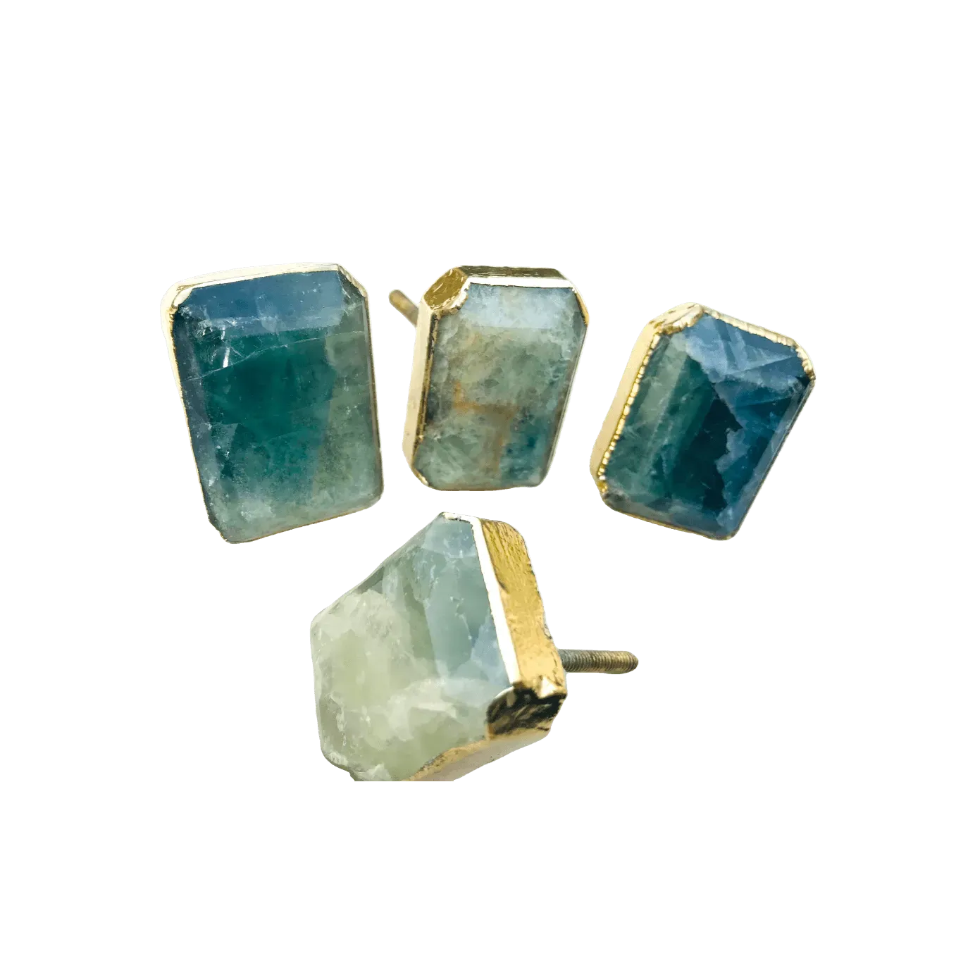 Green Fluorite Quartz Cabinet Door Pull Handle - Set of 4