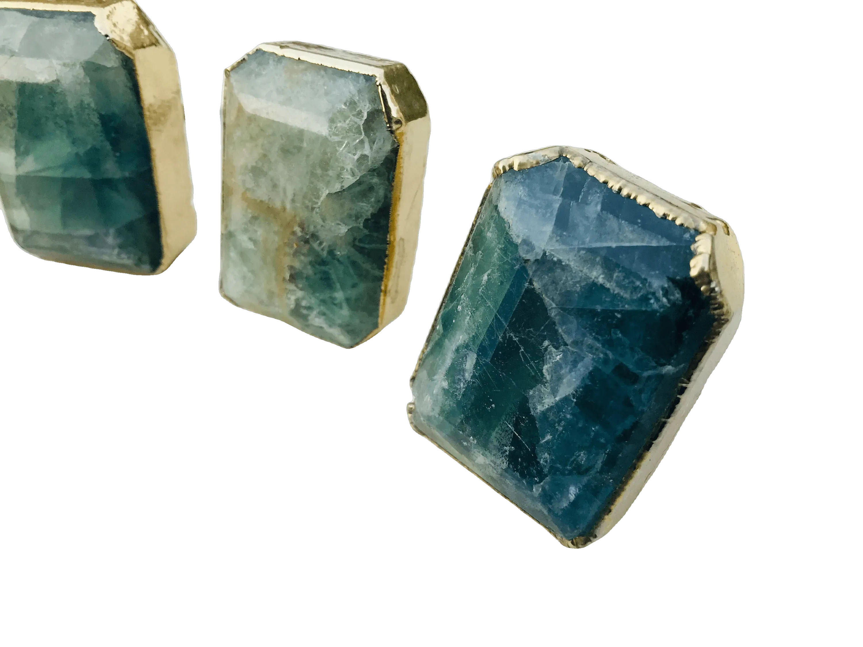 Green Fluorite Quartz Cabinet Door Pull Handle - Set of 4