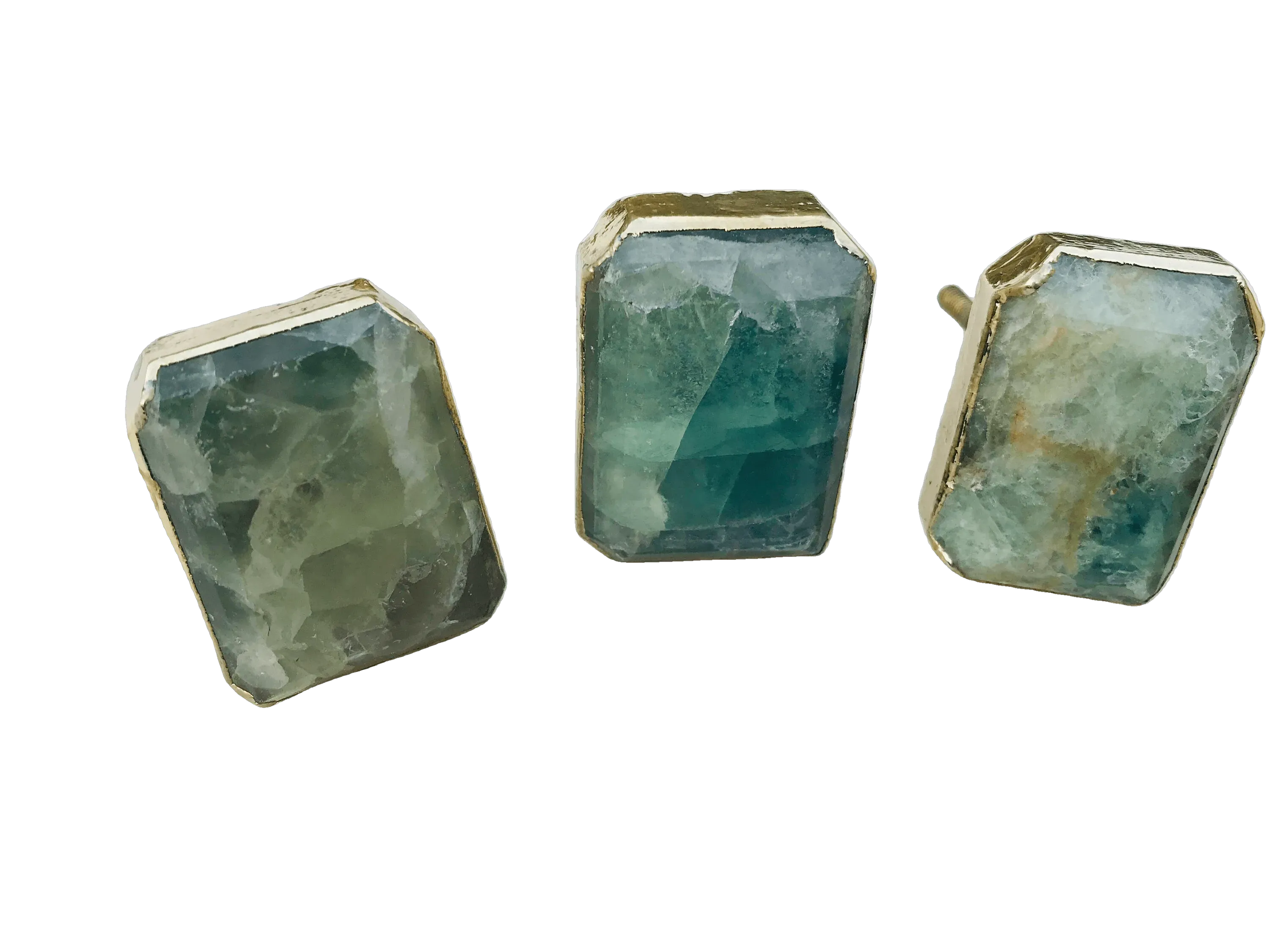 Green Fluorite Quartz Cabinet Door Pull Handle - Set of 4