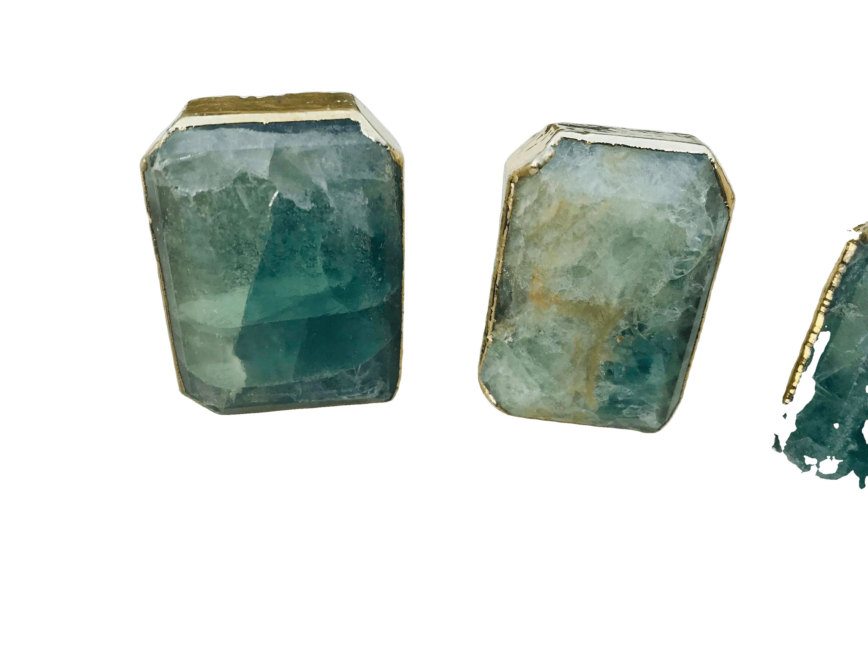 Green Fluorite Quartz Cabinet Door Pull Handle - Set of 4