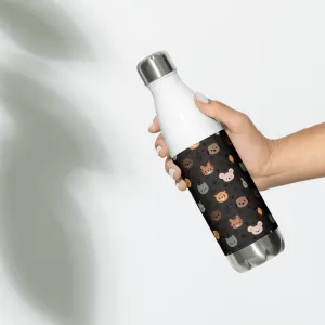 Grey Animal Faces Water Bottle