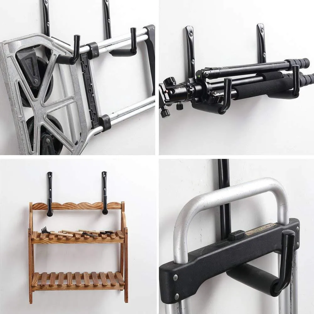Heavy Duty Garage Storage Utility Hooks with EVA Protector,Wall Mount Screw-in Garage Hangers & Organizer for Tools,Bicycle,Ladder,Chair Hose,Garden Items|(6 Pack-Black)