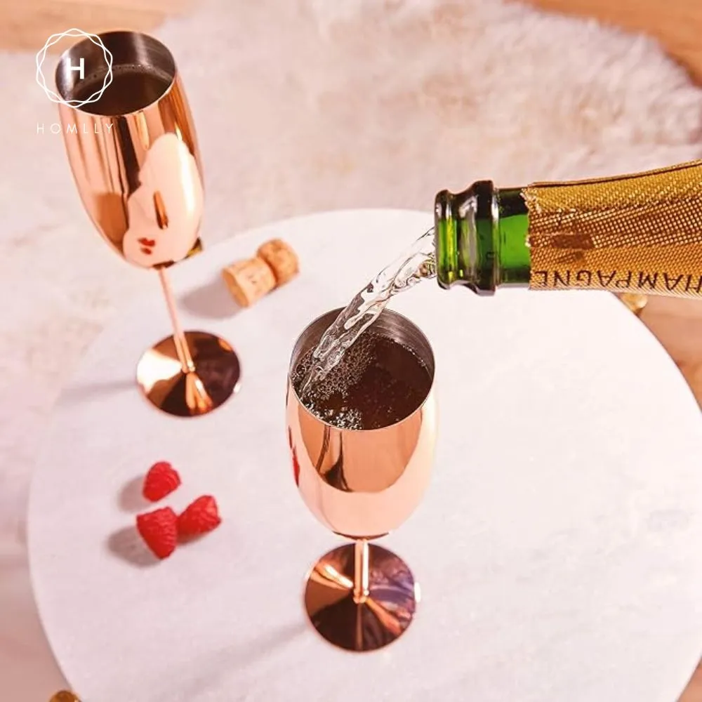 Homlly Unbreakable BPA Free Stainless Steel Champagne Wine Cocktail Glass
