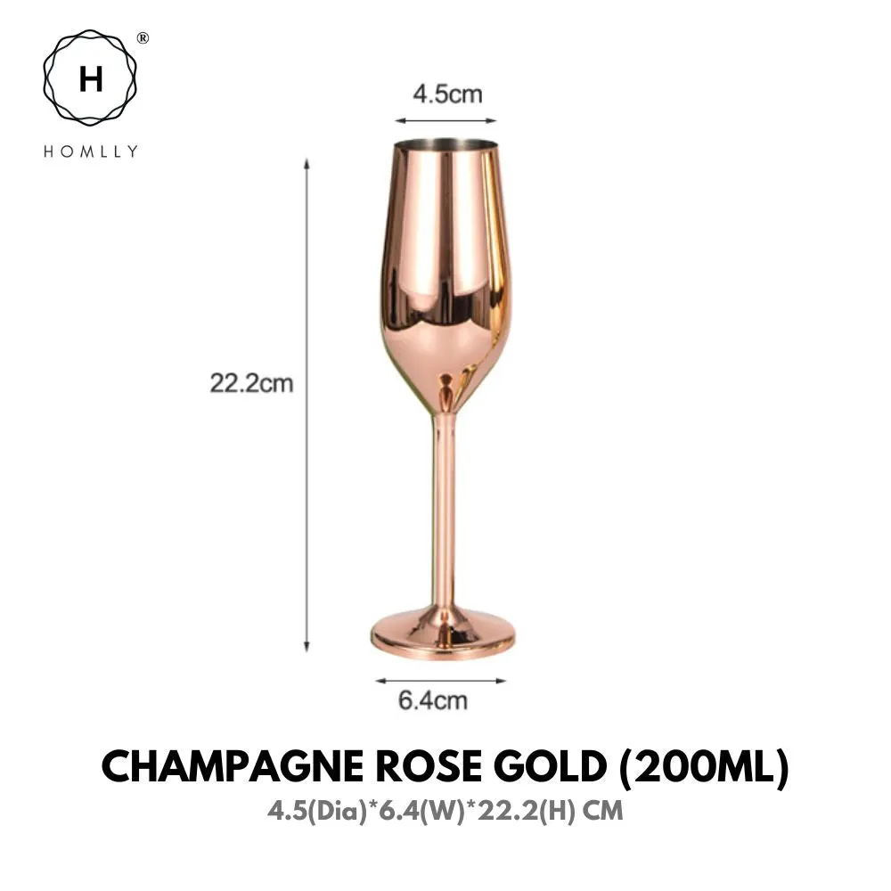Homlly Unbreakable BPA Free Stainless Steel Champagne Wine Cocktail Glass