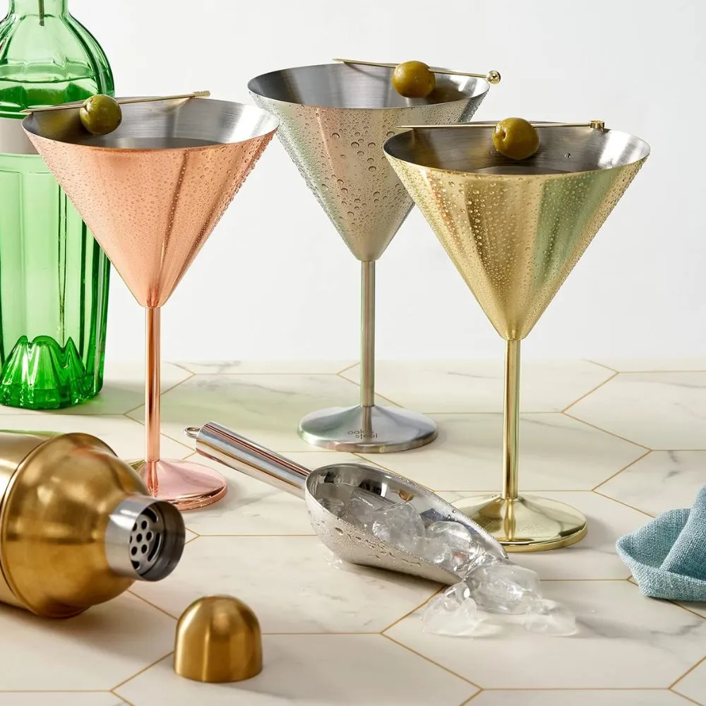 Homlly Unbreakable BPA Free Stainless Steel Champagne Wine Cocktail Glass