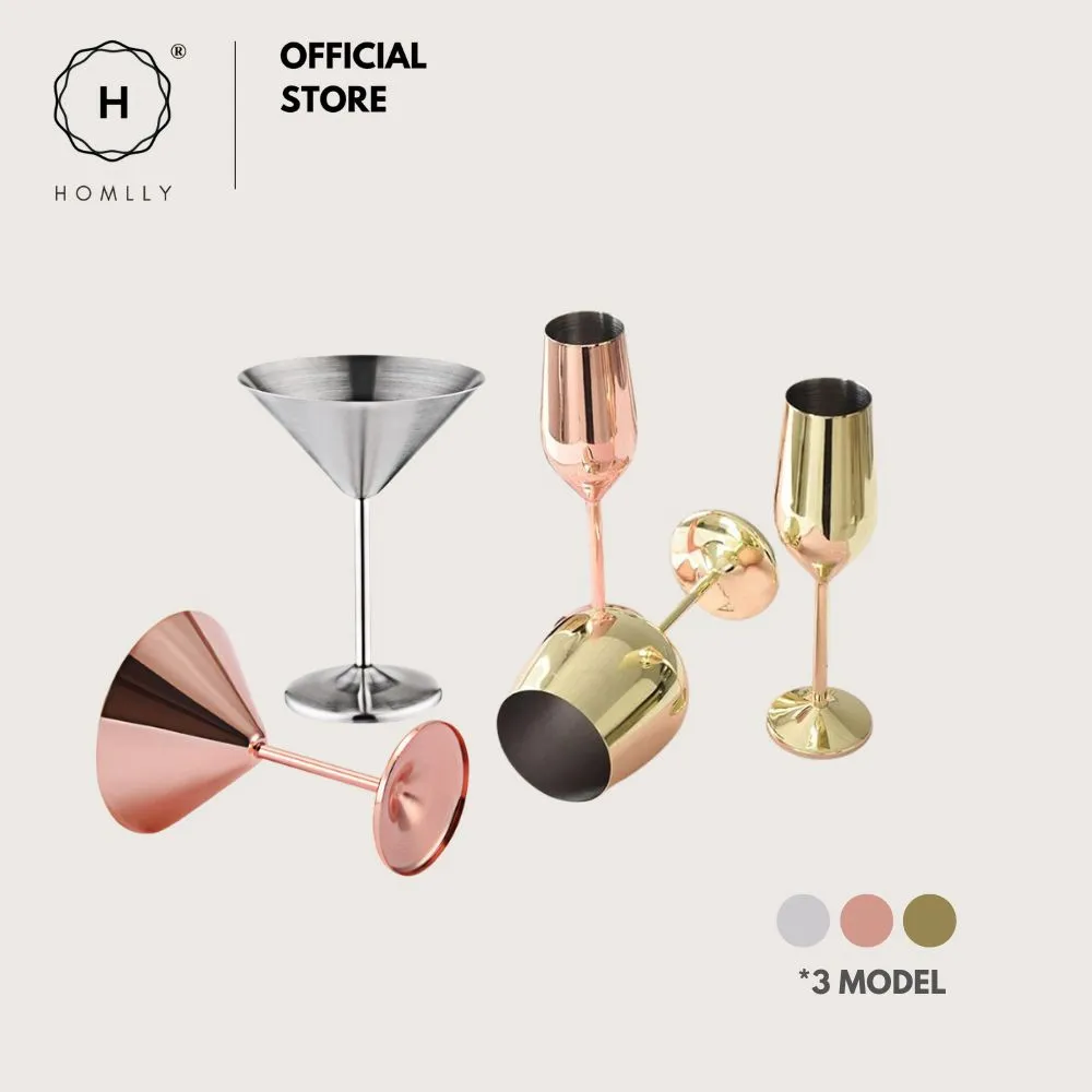 Homlly Unbreakable BPA Free Stainless Steel Champagne Wine Cocktail Glass