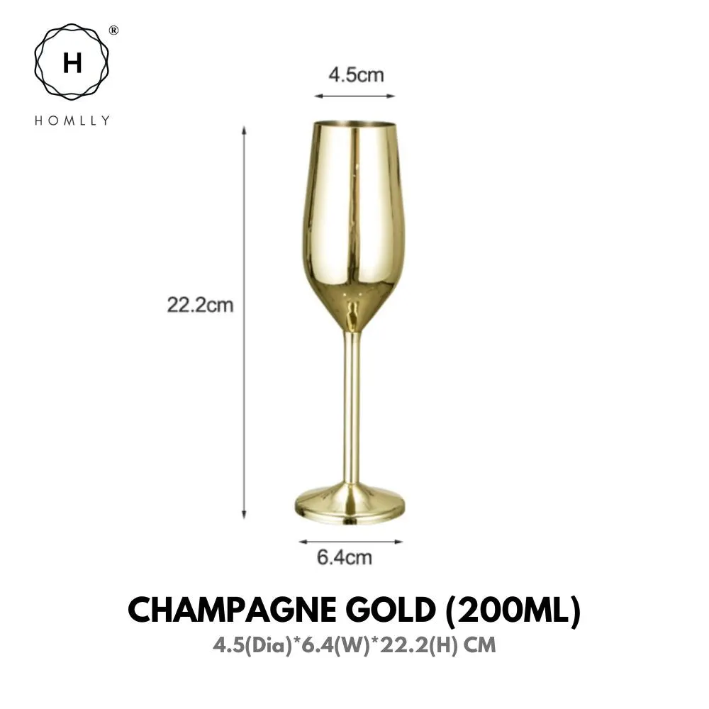 Homlly Unbreakable BPA Free Stainless Steel Champagne Wine Cocktail Glass