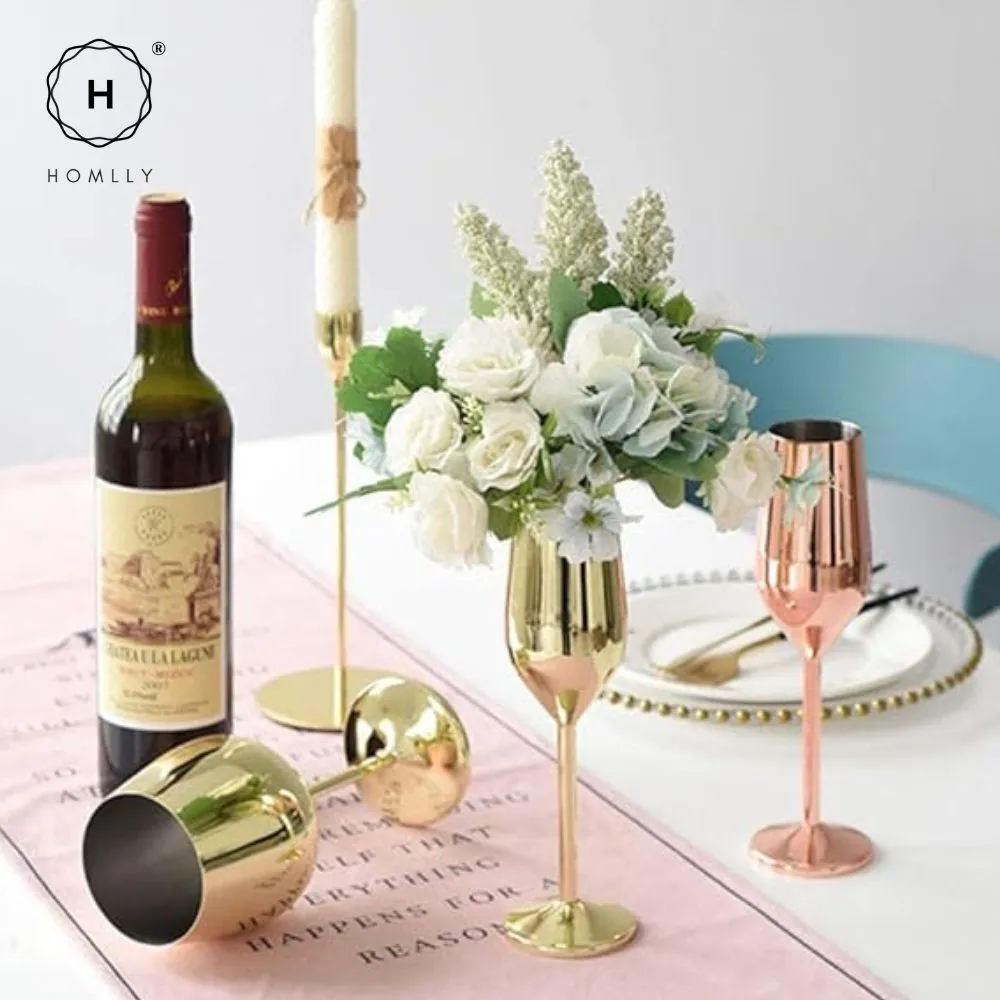 Homlly Unbreakable BPA Free Stainless Steel Champagne Wine Cocktail Glass