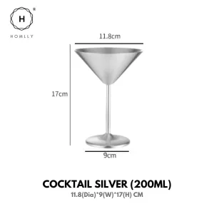 Homlly Unbreakable BPA Free Stainless Steel Champagne Wine Cocktail Glass