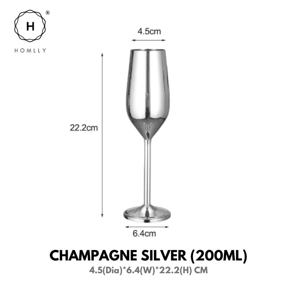 Homlly Unbreakable BPA Free Stainless Steel Champagne Wine Cocktail Glass