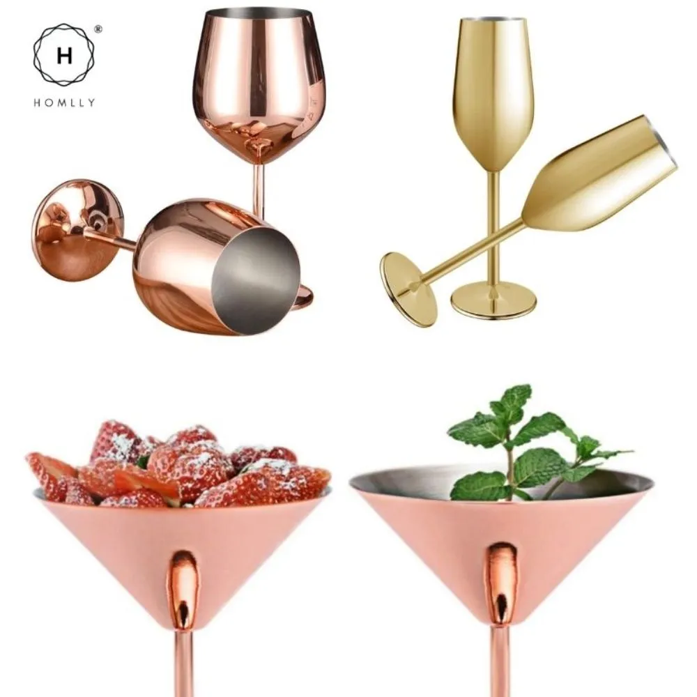 Homlly Unbreakable BPA Free Stainless Steel Champagne Wine Cocktail Glass