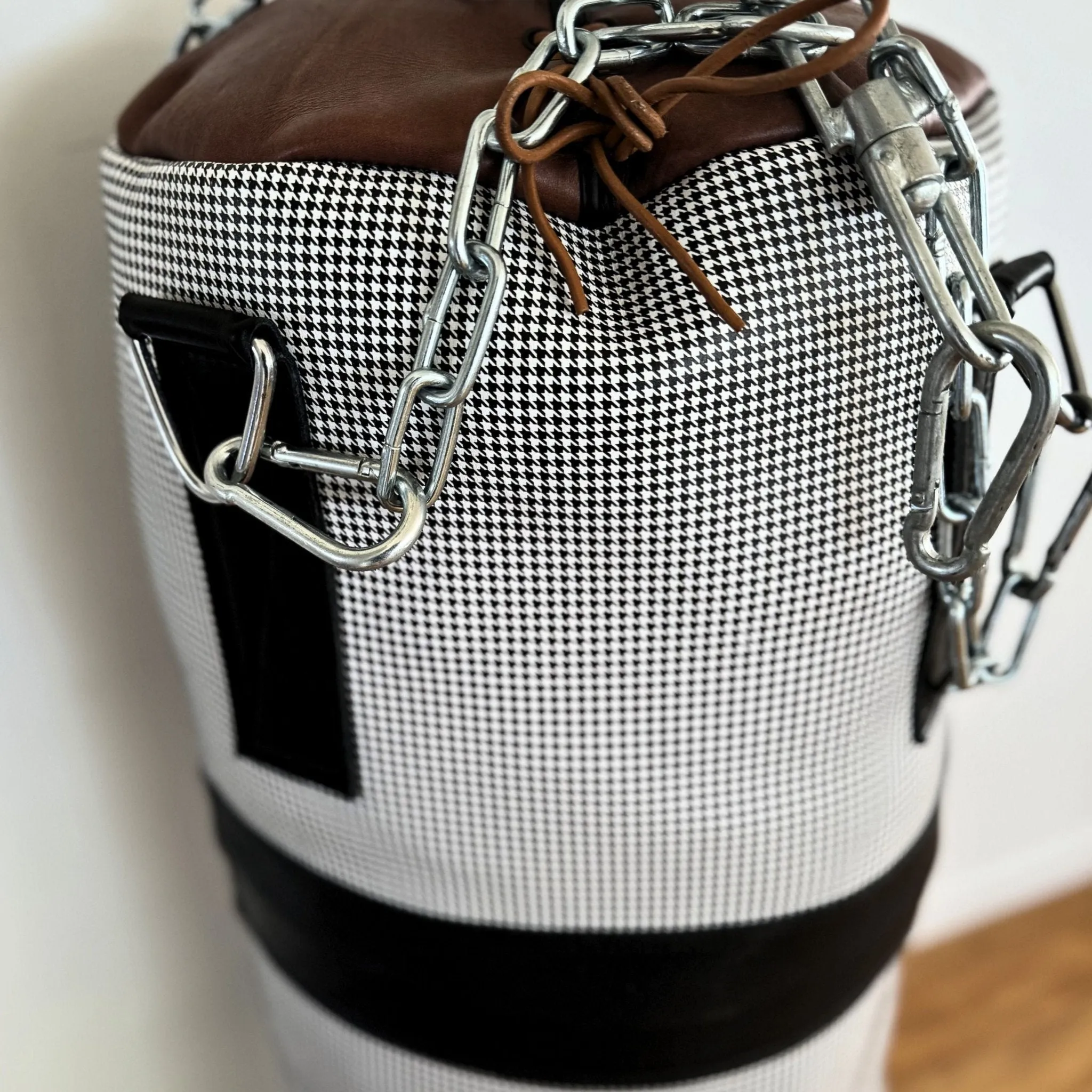 Houndstooth Leather Heavy Punching Bag (un-filled)