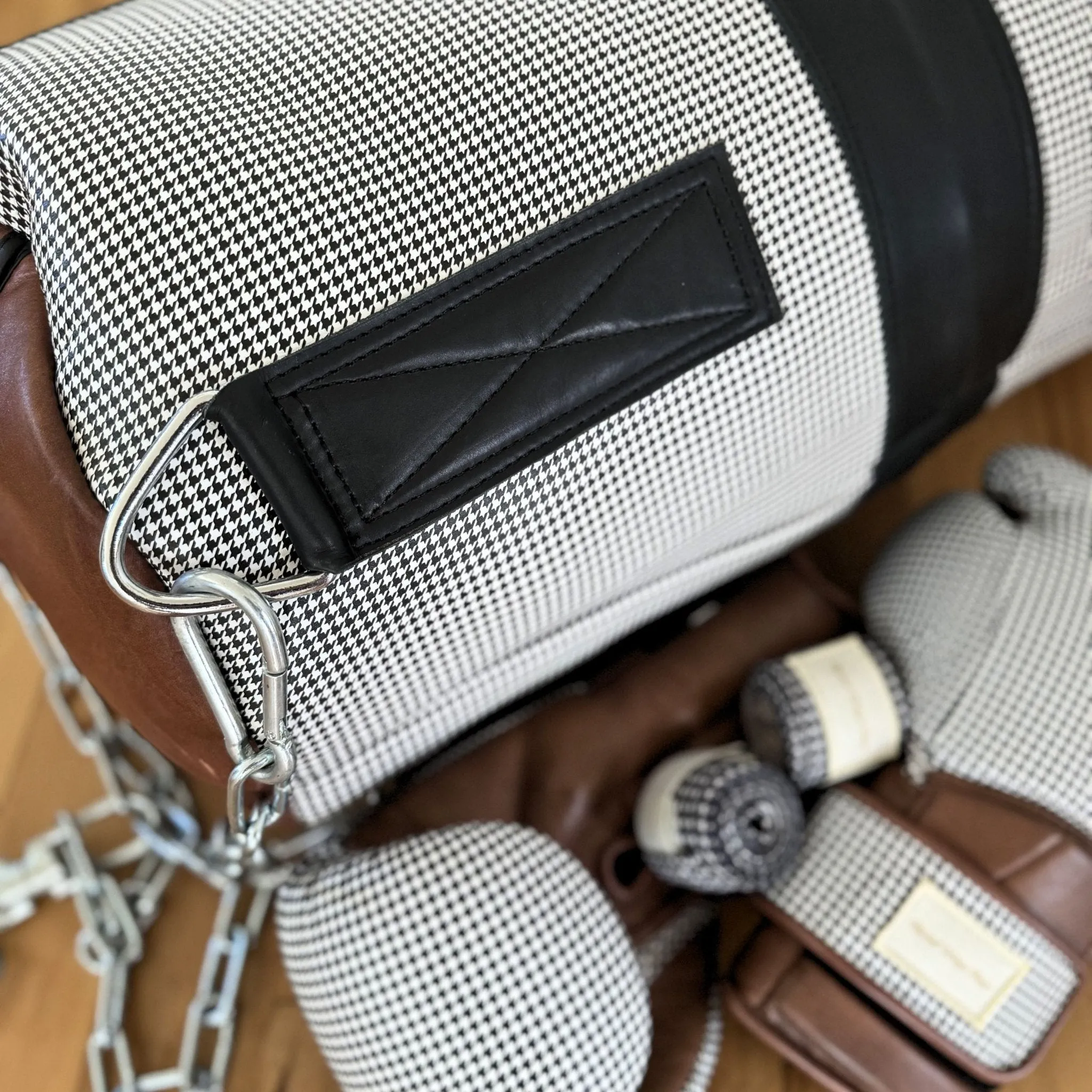 Houndstooth Leather Heavy Punching Bag (un-filled)