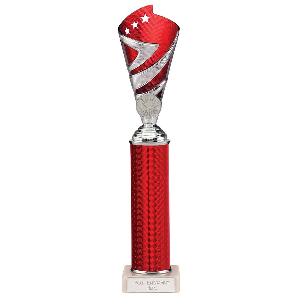 Hurricane Multisport Plastic Tube Trophy Cup - Silver & Red