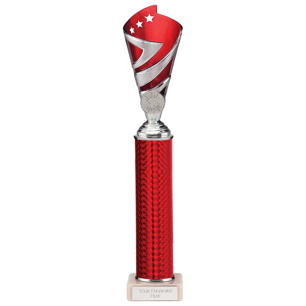Hurricane Multisport Plastic Tube Trophy Cup - Silver & Red