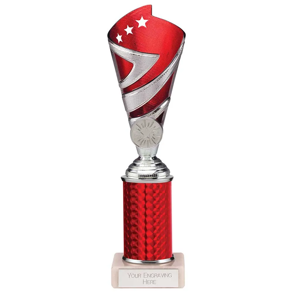 Hurricane Multisport Plastic Tube Trophy Cup - Silver & Red